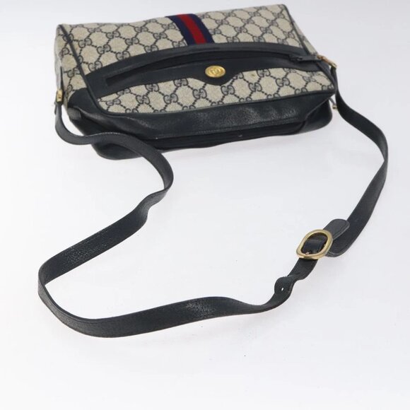 GUCCI GG Supreme Sherry Line Shoulder Bag PVC Navy Gold 14 02 005 Auth BA1764 - Picture 8 of 15